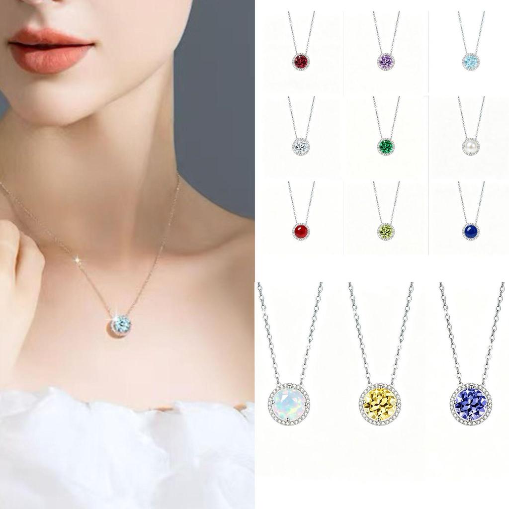 S925 Sterling Silver Natural Topaz December Birthstone Necklace, Simple Versatile Clavicle Chain