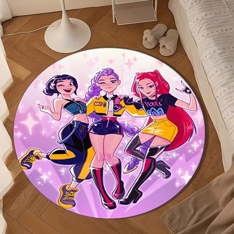 Superhero Kpop Friends Adventure Round Rug for Livingroom,Bedroom, Palyroom, Chair Rug, Area Rug, Circle Carpet, Large Size Fan Christmas Gift