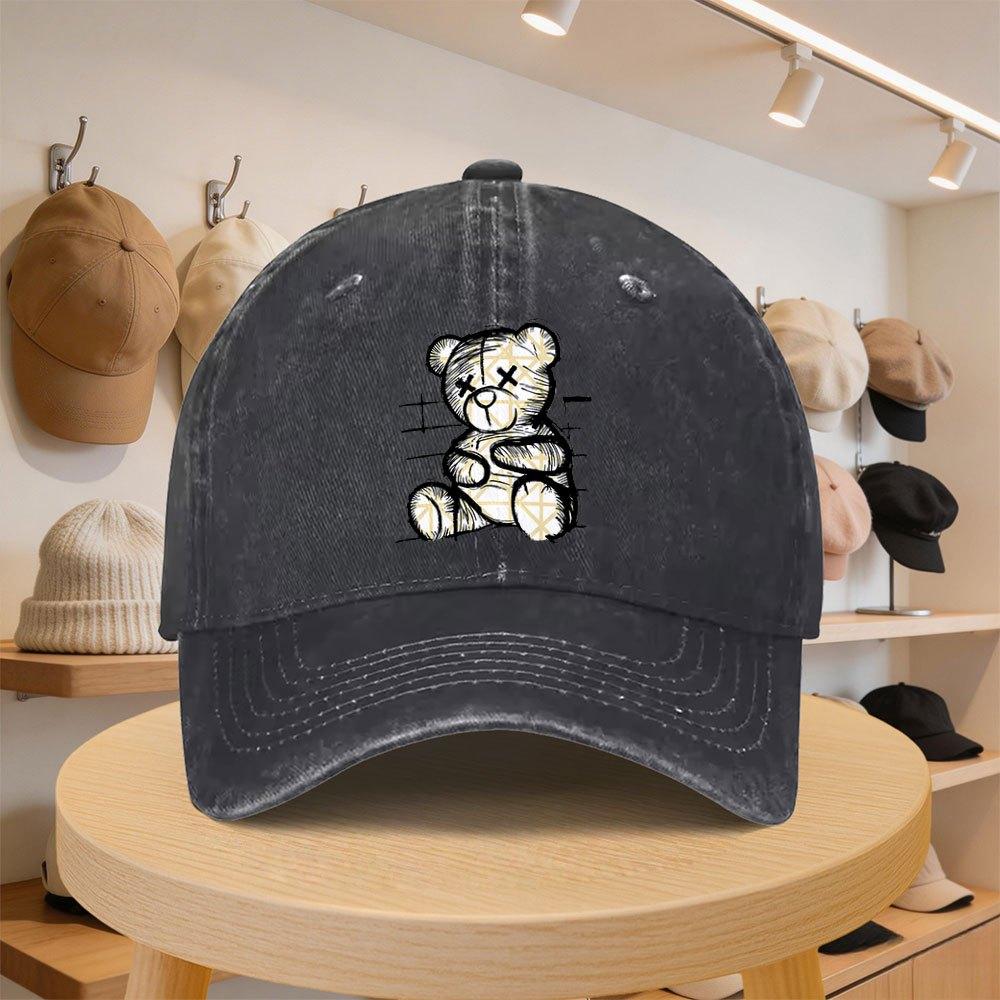 Mens Baseball Cap with GraffitiStyle DeadEye Bear Pattern Fashionable Casual Hat Adjustable for SpringAutumn Outings Tr