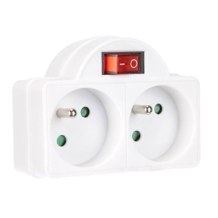 

Electraline 531192 Adapteur Fiche Multiprise Biplite avec Interrupteur 2 Prize 16A, білий