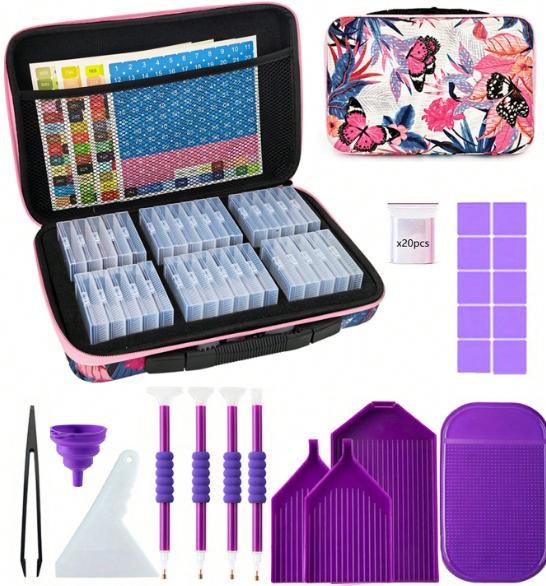 Diamond Painting Storage Kit Portable Bead Organizer Case with Containers Pens Trays Tweezers Wax and Accessories for DIY Crafts