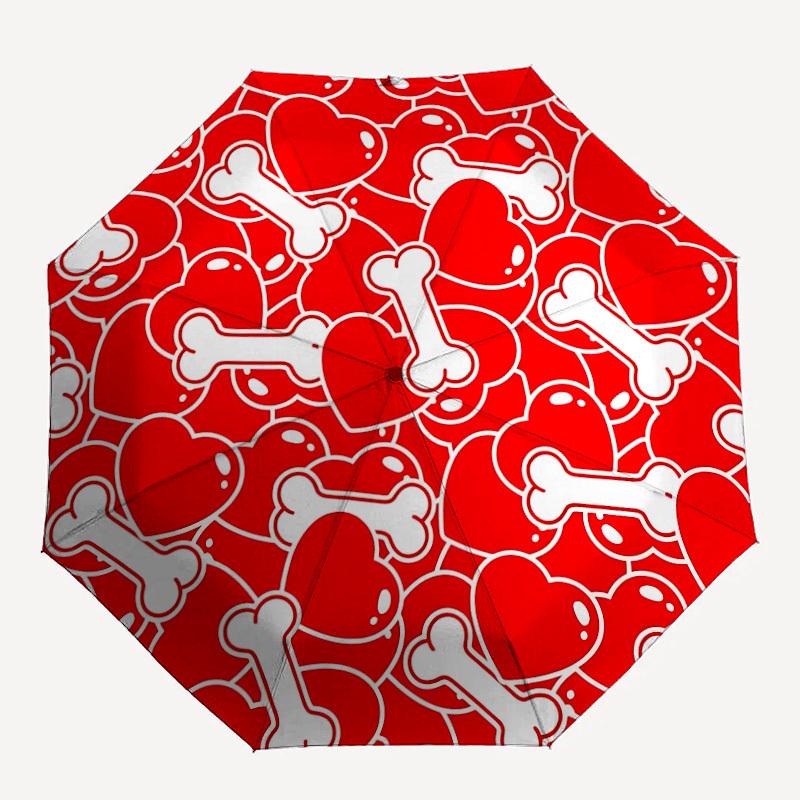

1pc Heart Bone Pattern Automatic Umbrella - 8-Rib Durable Frame, Portable Fashion Accessory & Holiday Gift yy251117142