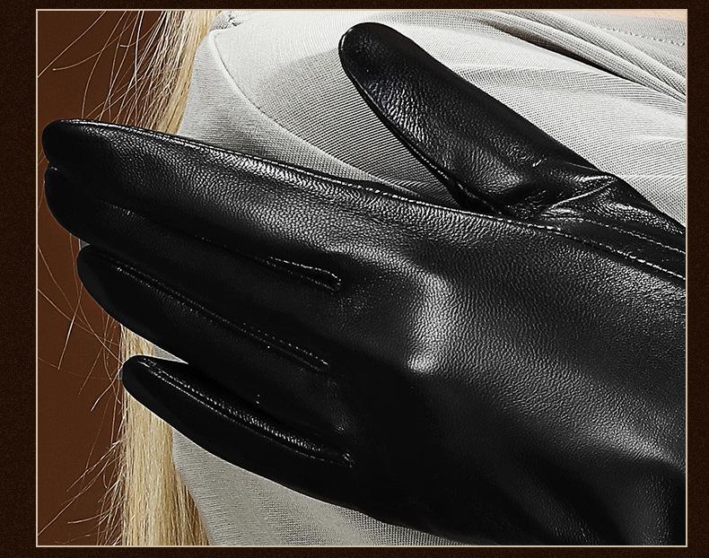 Women's Long Lambskin Gloves - Winter Velvet Warm Touchscreen Arm Cover, Korean Style