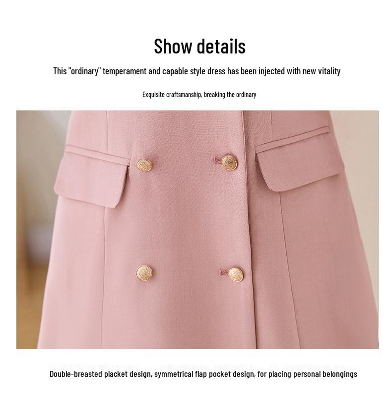 Women's 2024 Autumn/Winter Slimming Goddess Style Mid-Length Suit Collar Dress (BL9925)