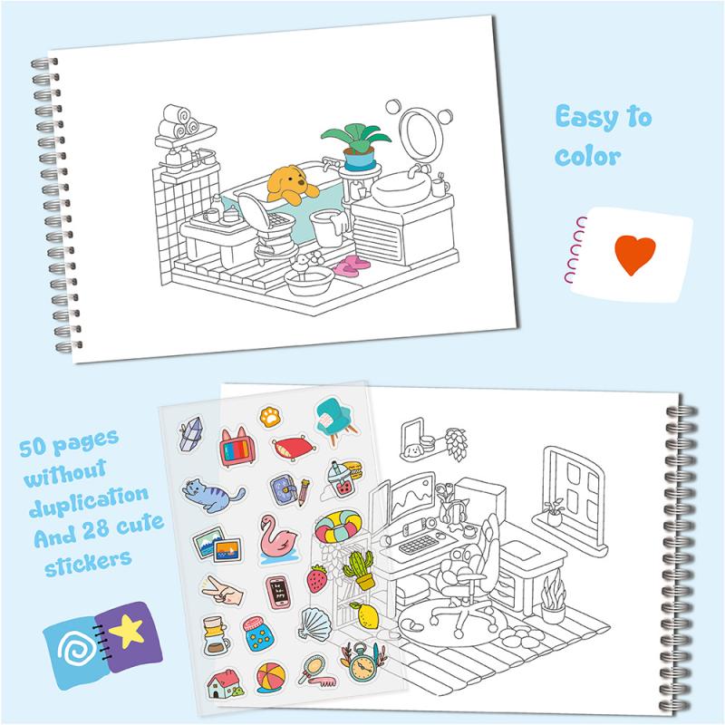 

Милі Маленькі Ведмежата Книжка-розмальовка Дитяча Книжка-розмальовка Тваринна Тема Книга для Графіті для Дорослих та Підлітків синій