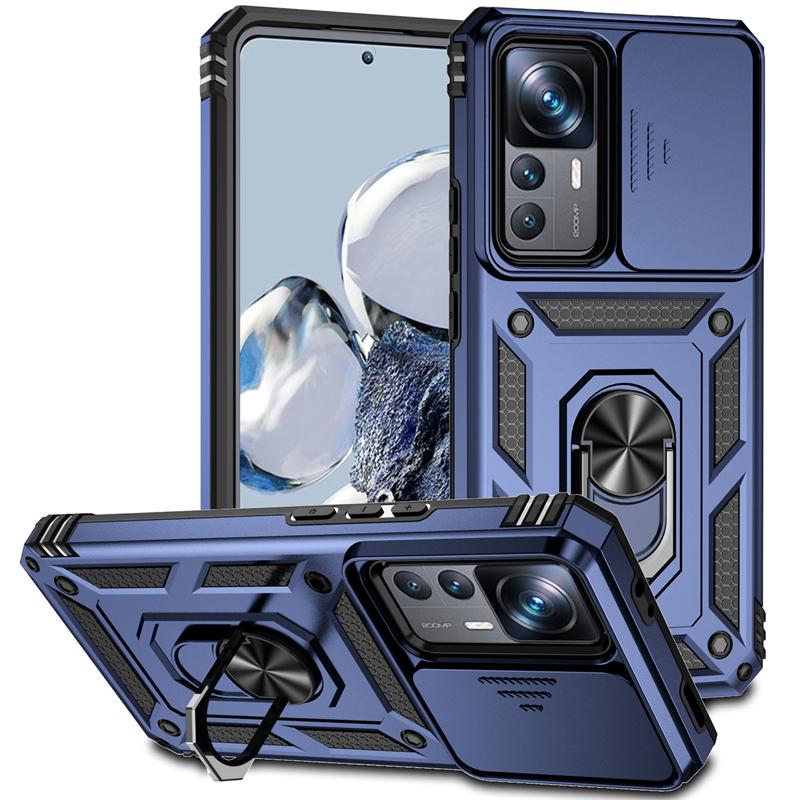 

Чехол для Xiaomi 12T Pro, чехол с магнитным держателем и кольцом, чехлы для телефонов Xiomi Xiaomy Mi12T Mi 12T 12 T Pro, защитная задняя крышка для слайд-камеры For Mi 12T Pro синий