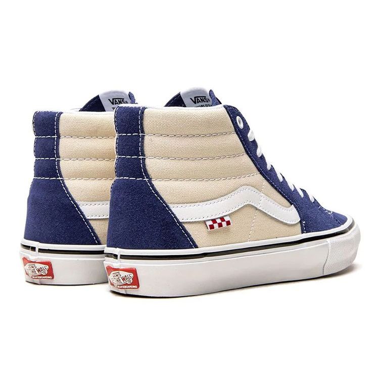 Vans Sk8 Canvas Leather Casual High-Top Skate Shoes Unisex Sneakers Blue White VN0A5FCC89S