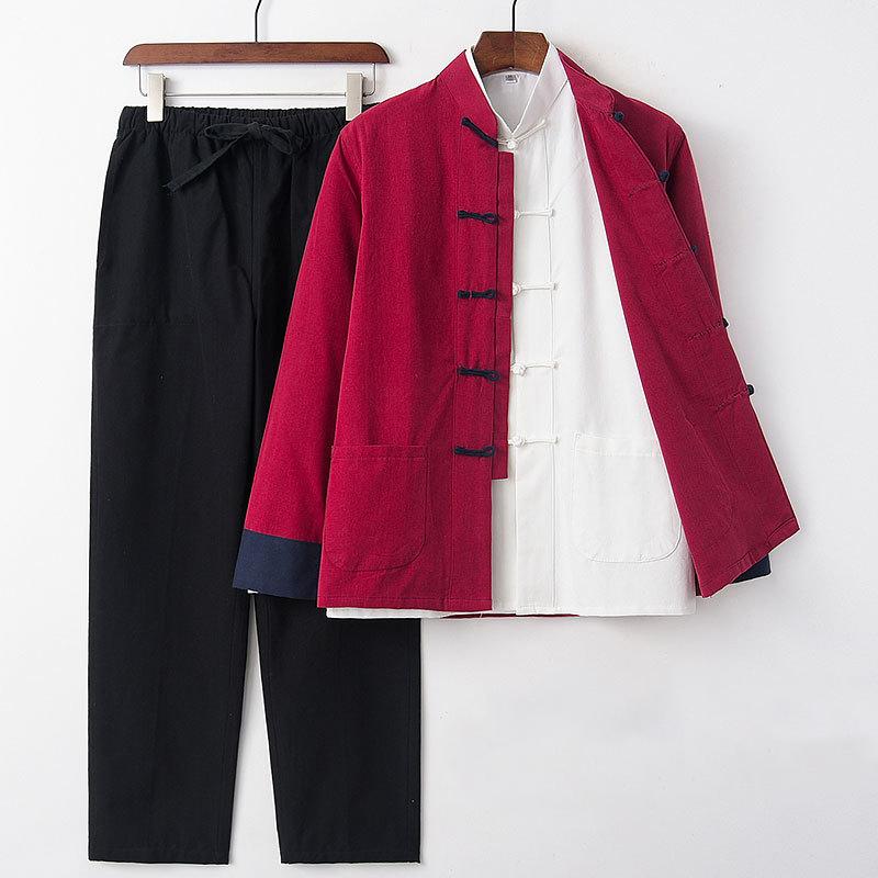 Tradisjonell kinesisk stil menn Bomull linbukser Hanfu Tang Kung Fu Tai Chi Uniform orientalsk mote klessett