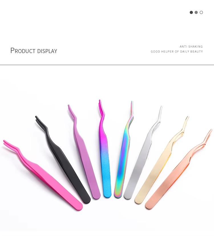 Wholesale High Quality Hot Sale Custom Stainless Steel Eyelash Aid Makeup  Eyelash Extension Tweezer Professional Beauty Tweezer