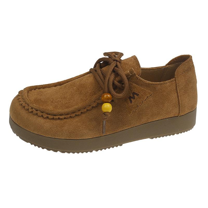 

Fashion kangaroo shoes women s autumn new retro versatile one-pedal lazy shallow mouth casual loafer single shoes 40 верблюд