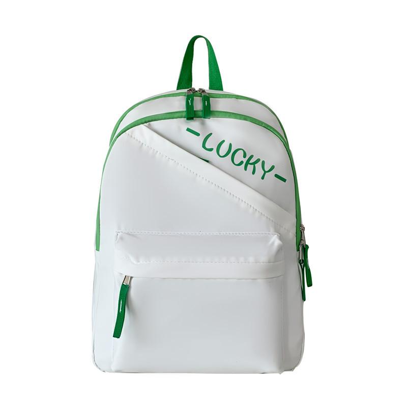 College style color matching letter student schoolbag 4 spring new large-capacity junior high school student backpack белый