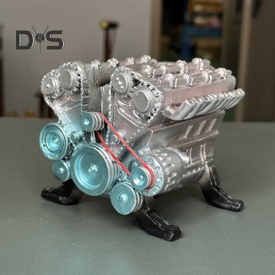 V8 Car Engine Model Realistic Resin 8-Cylinder Auto Engine Decoration Home Office Desktop Ornament Kids Science Learning Educational Toy