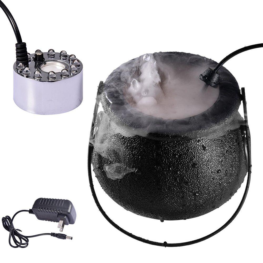 Fog Machine Light LED Water Fountain Fogger Smoke Machine Halloween Decoration Witch Pot Fog Maker