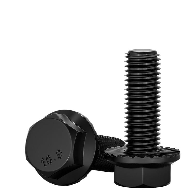 Yigu Grade 10.9 High-Strength Oversized Black Hex Flange Screw with Anti-Slip Washer (M6-M12)