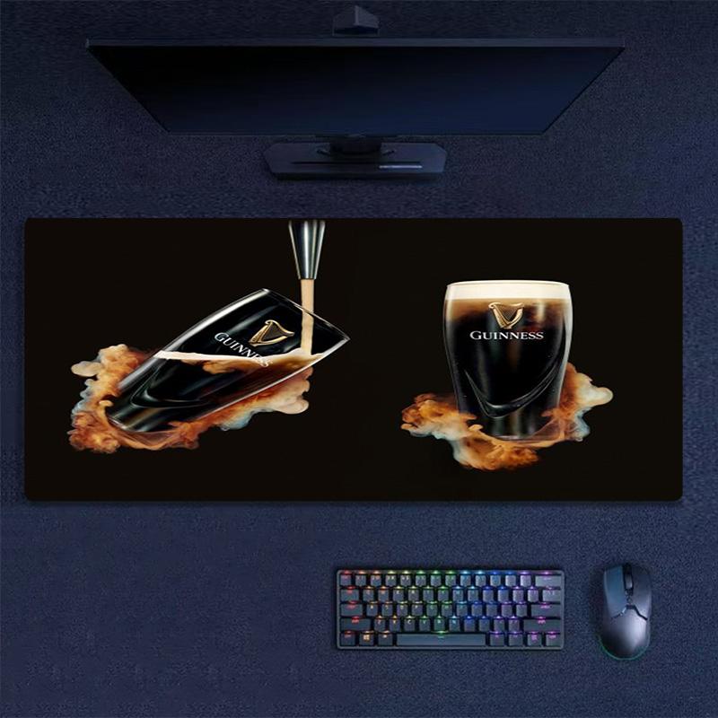 Guinness Harp Logo Large Desk Mat, Black Base Non Slip Gaming Mouse Pad for Home Office Desktop