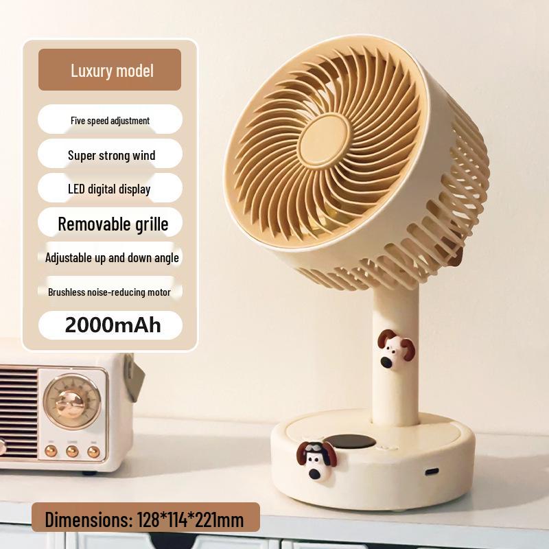 Ultra-Quiet USB Rechargeable Small Desk Fan for Student Dorms and Offices