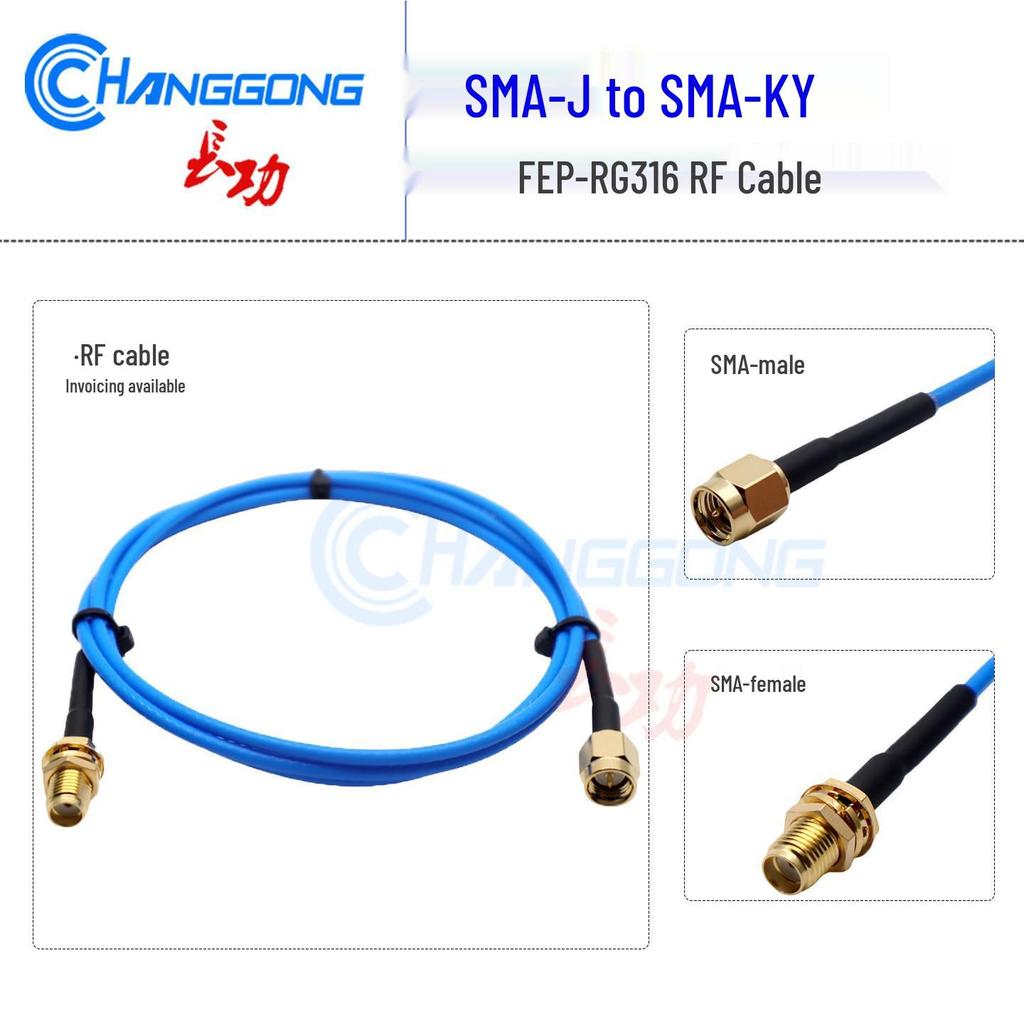 SMA Male-Female Blue RG316 Connector Cable, SMA-J to SMA-K, Low VSWR, 6GHz.