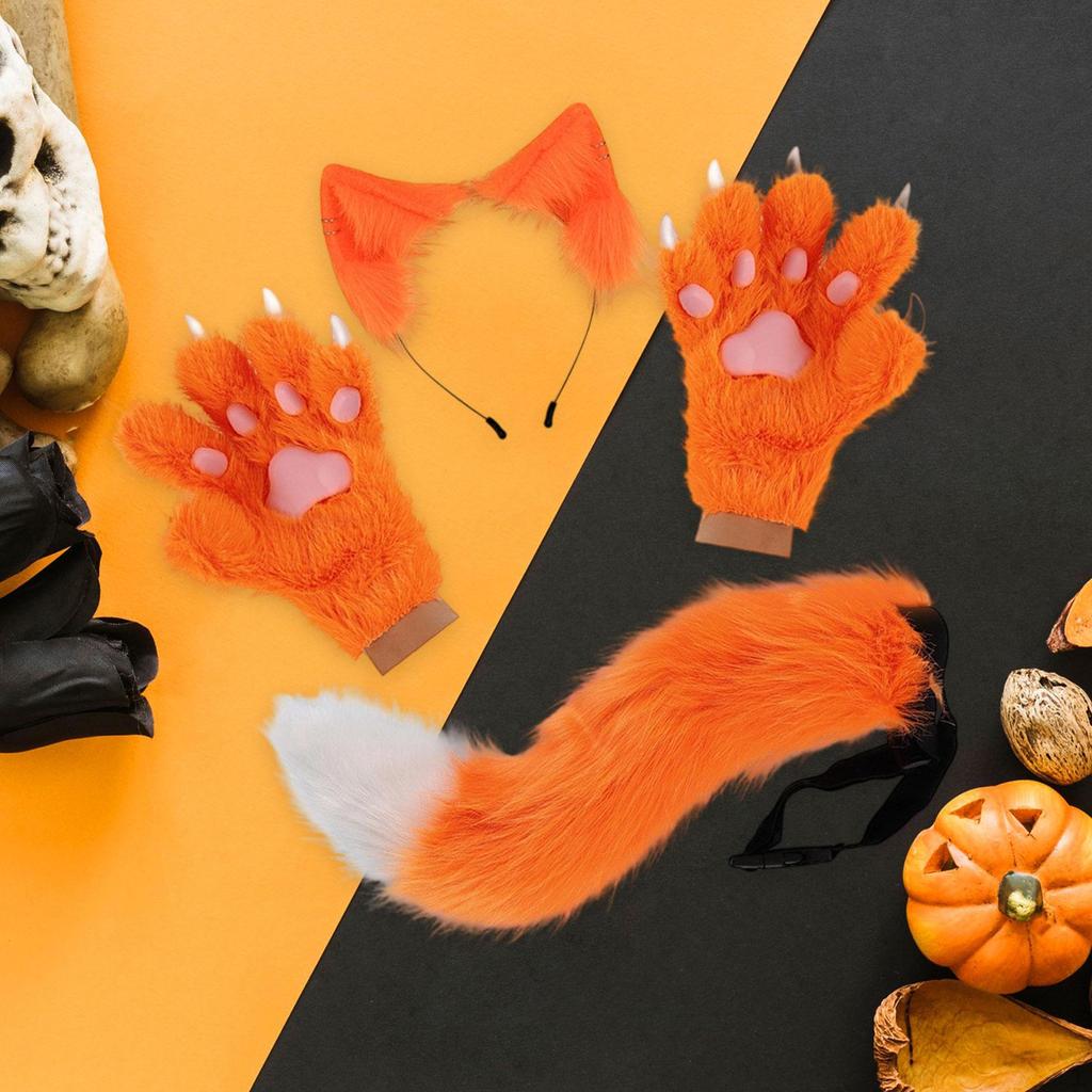 Headband Tail Gloves Set Animal Long for Birthday