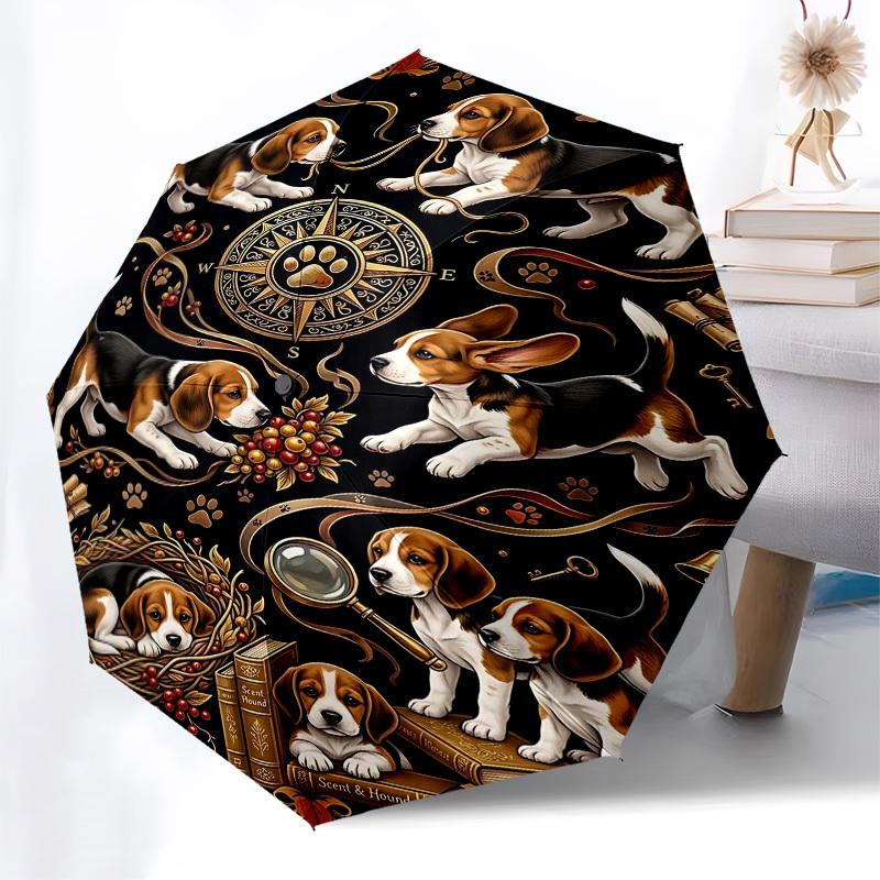 1PC Beagle Books Umbrella-8-Rib Reinforced, Automatic Open, Lightweight & Durable, Fashion Accessory for Outdoor, Beach L0382