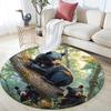 Black Bear Round Area Rug,Carpet Rug for Living Room Bedroom Sofa Playroom Decor,Non-slip Floor Mat