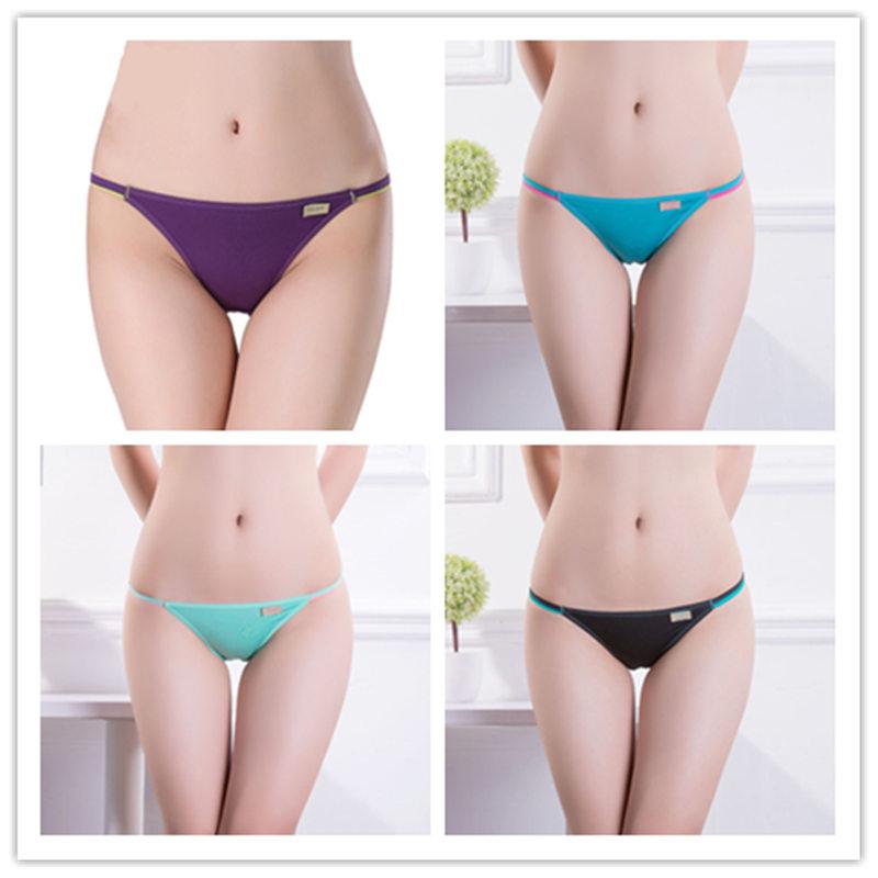 Women's Sexy Underwear String Panties Low Waist Seamless Briefs Ladies Bikini Soft Cotton Lingerie 4 Pcs/set