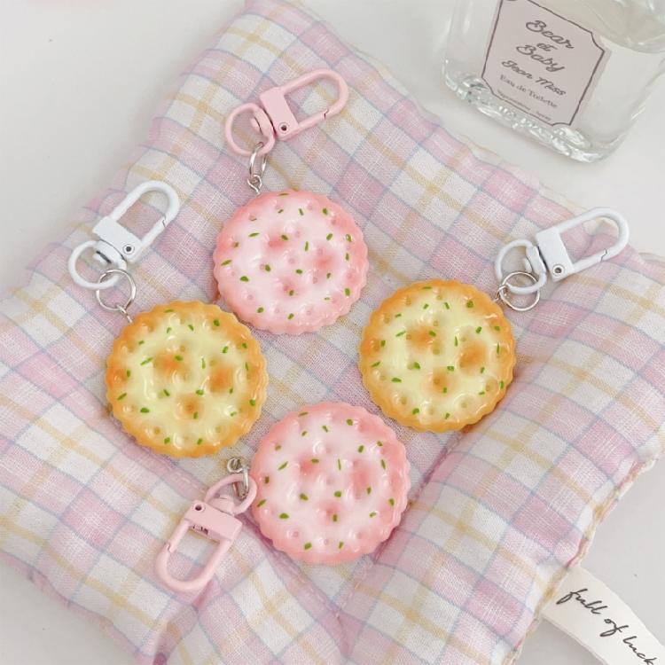 Artisanal Cookie Shaped Key Chain Charm Sturdy Material Multiple Flavor Options Creative Jewelry Gift Key Holder
