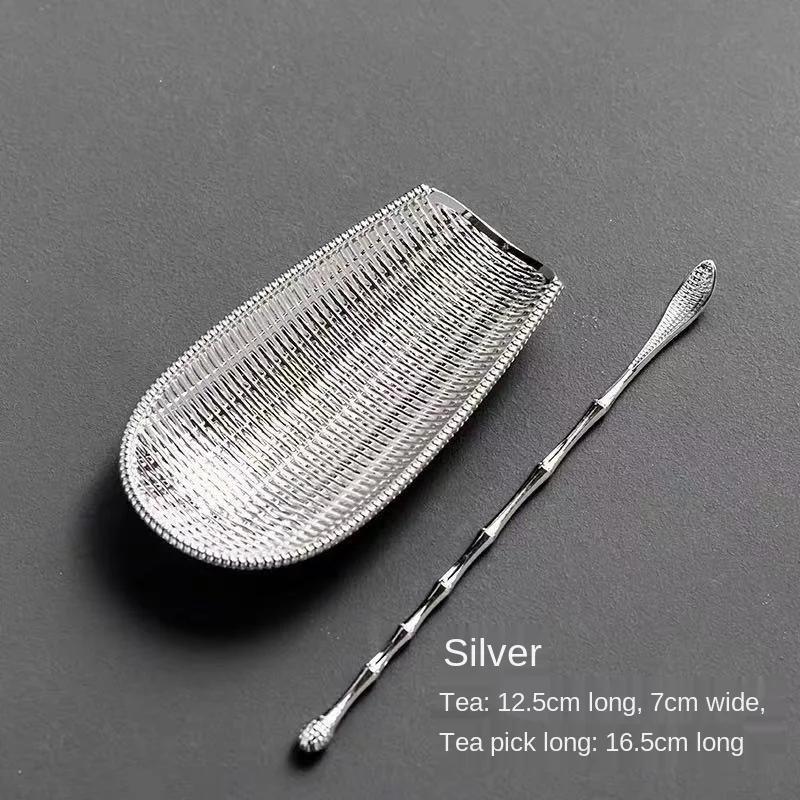 Alloy Weaving Chaze Tea Shovel Set Handmade Dustpan Shape Coffee Bean Taking Tools Traditional Kung Fu Tea-scoop Accessories