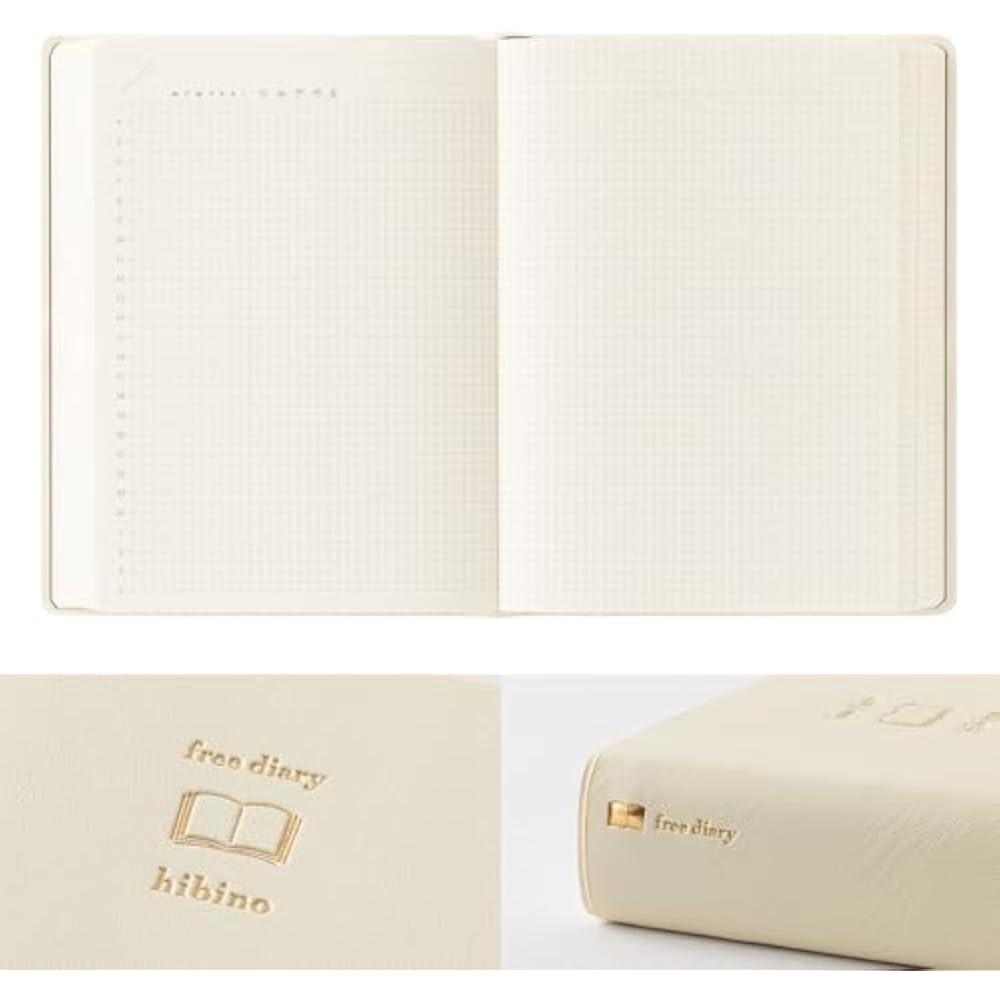 Midori Diary, Hibino Free Diary, A6, 1 Day, 2 Pages, Ivory, 15395006