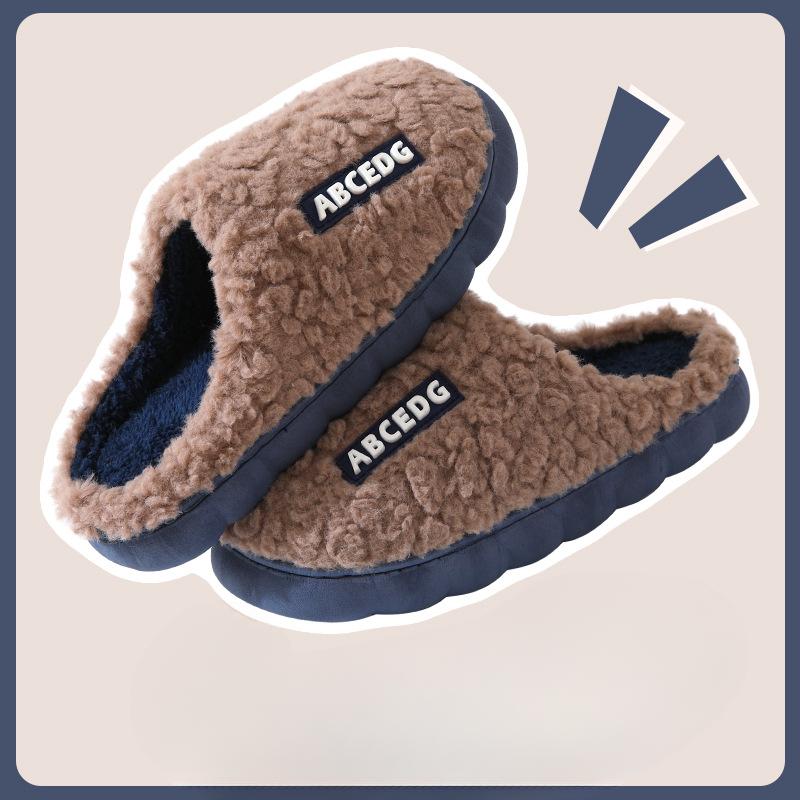 

Cotton Shoes, Indoor Anti-slip and Warm Thick-soled Woolen Slippers Fits 43-44