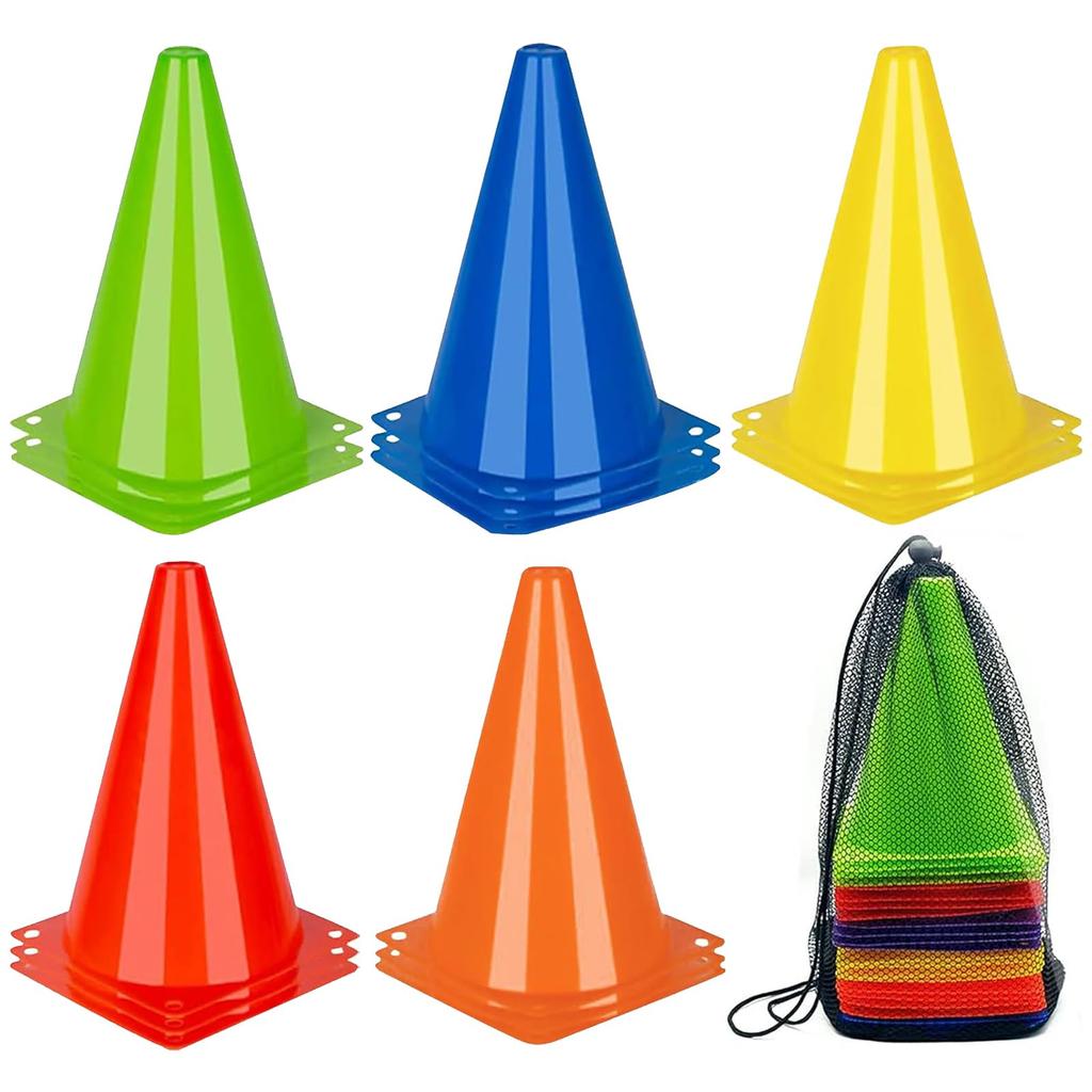 Jessfar Colored Set of 8cm 18cm Soccer Soft PE Mini Practice Triangular 5 3 of Each Color Cones, 15, / / 23cm, Cones, Mini, Cones, Durable, Cones,
