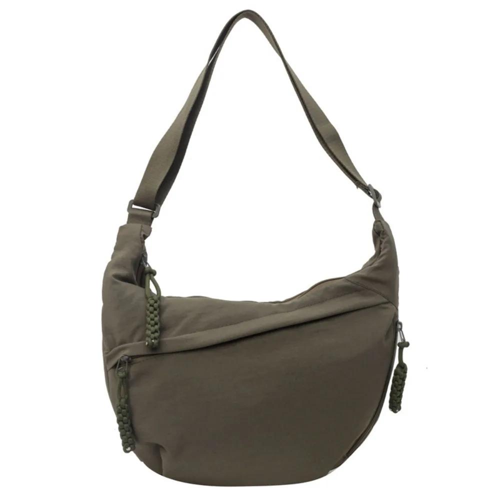 Casual Canvas Crossbody Bags Korean Simplified Large Capacity Sports Hobos Bag Solid Color Lightweight Dumpling Bag Women