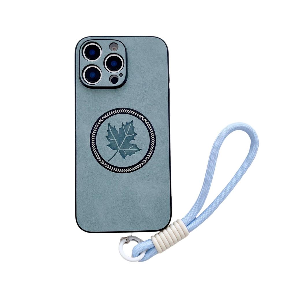IPhone 16E Lanyard Mobile Phone Case Magnetically Absorbs Maple Leaf Apple 15promax Anti-fall