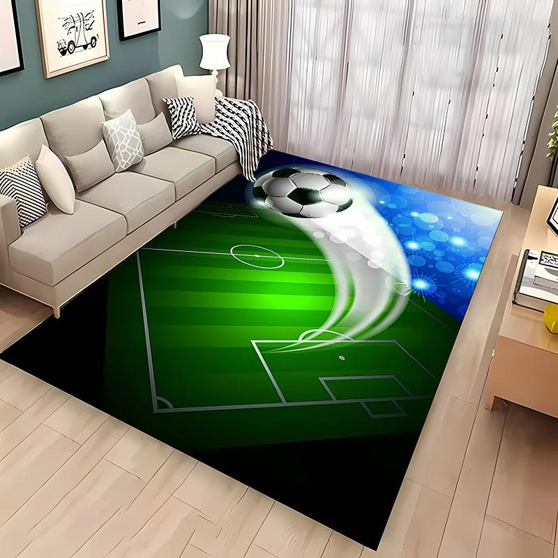 Koberec s tématikou míčových sportů Kreslená fotbalová podložka na podlahu pro dekor dětské ložnice Fotbalové koberce velkých rozměrů Koberce do domácího obývacího pokoje Koberce do chodby