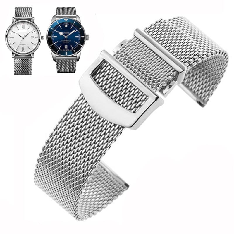 20mm 22mm Milanese Stainless Steel Mesh Watchband For Omega Seamaster 300 007 I-WC PORTOFINO FAMILY Series Folding Clasp Strap