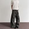 Jeans Larghi a Vita Alta Camouflage Taglie Forti Donna Vestibilità Larga Taglio Dritto Pantaloni in Denim Casual