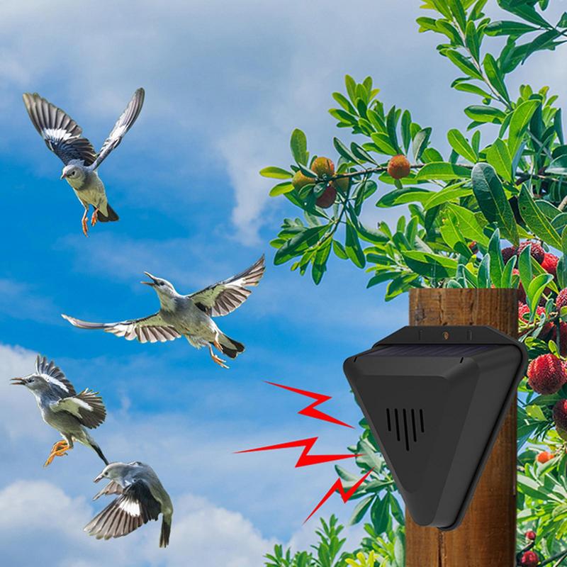 Solar Timer Bird Repeller With 13 Sound Waterproof Bird Repellent Sound Playback for Dogs, Cat, Bird