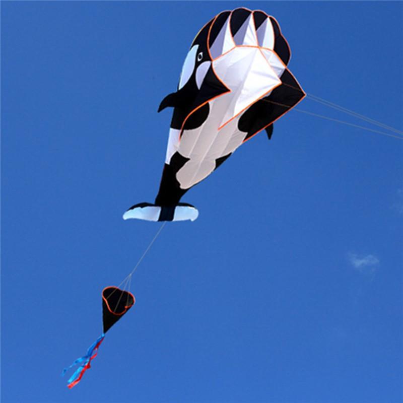 

Soft Cartoon 3d Whale Shape Frameless Flying Kite Children Outdoor Sports Toy Black White