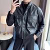 Autumn and winter new men's leather jacket trendy locomotive PU leather jacket casual multi-pocket men's leather jacket