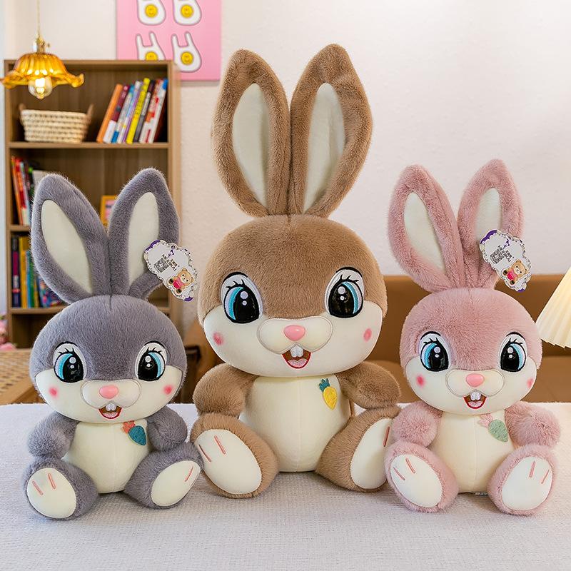 Long Ears Sweet Rabbit Plush Toys Grinning Rabbit Pillow Office Companion Doll Home Decoration