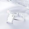 PANJBJ 925 Stamp Silver Color Rabbit Ears Ring for Women Girl Irregular Animal Cute Jewelry Birthday Gift Wholesale Dropshipping