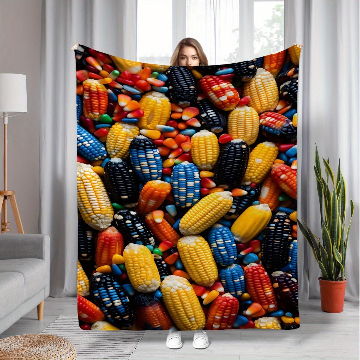 

Modern corn pattern flannel blanket for beds sofas offices travel decor chairs and as a holiday gift for friends and fam 75x100cm