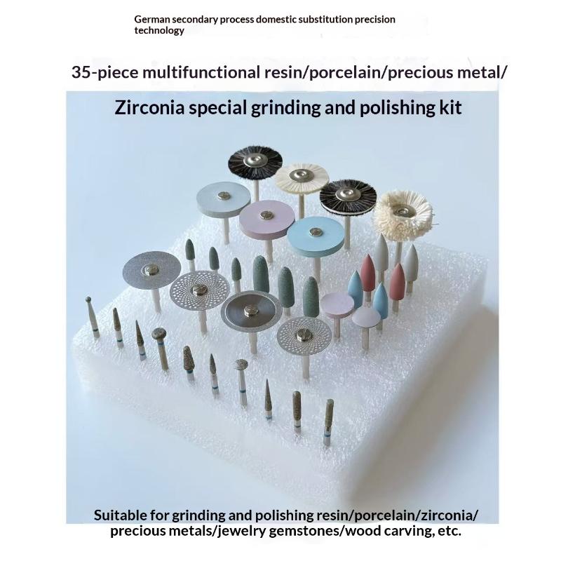 35-Piece Grinding & Polishing Set, Hp Shank Diameter 2.35Mm Diamond Bur Brush Grinding Lab Tools