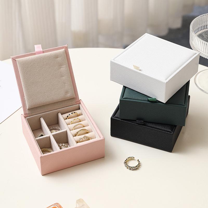 Portable Travel Jewelry Box - Mini Pu Leather Case With Soft Velvet Interior Compact Organizer For Rings Earrings Necklaces