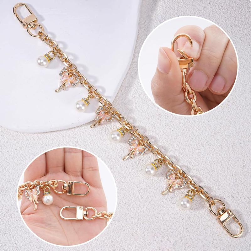 Yogodlns Pink Bowknot Purse Chain Charm Bag Making Materials Chain for Tote Shoulder Bags Handlebag Gold Chains Wallet Pendant