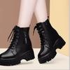 Women's Boots 2025 Autumn/Winter New Thick soled Boots with Increased Height and Velvet British Style Short Boots