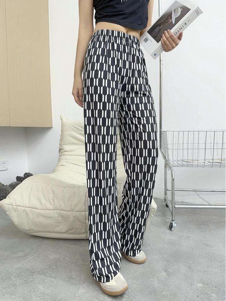 2023 Women's Plus Size Summer Rayon Nine-Point Casual Wide-Leg Pants
