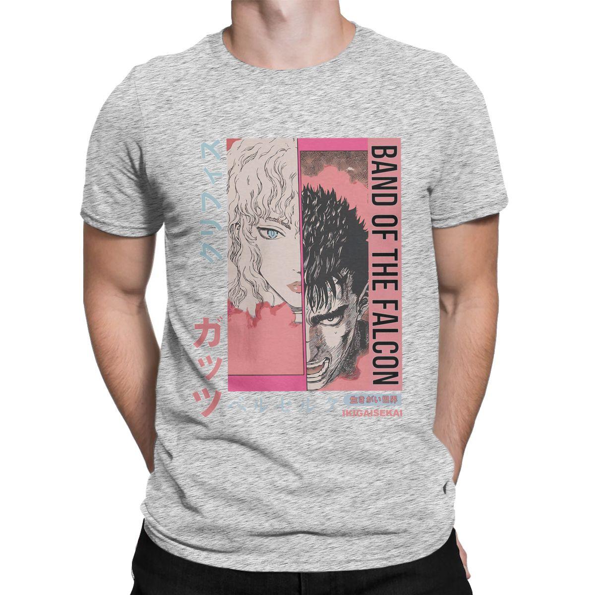 Аниме Берсерк Персонажи Аниме Персонажи Крылья Тьмы Гриффит Гатс Футболка Мужская 100% Хлопок Футболка Круглый Вырез Короткий Рукав S