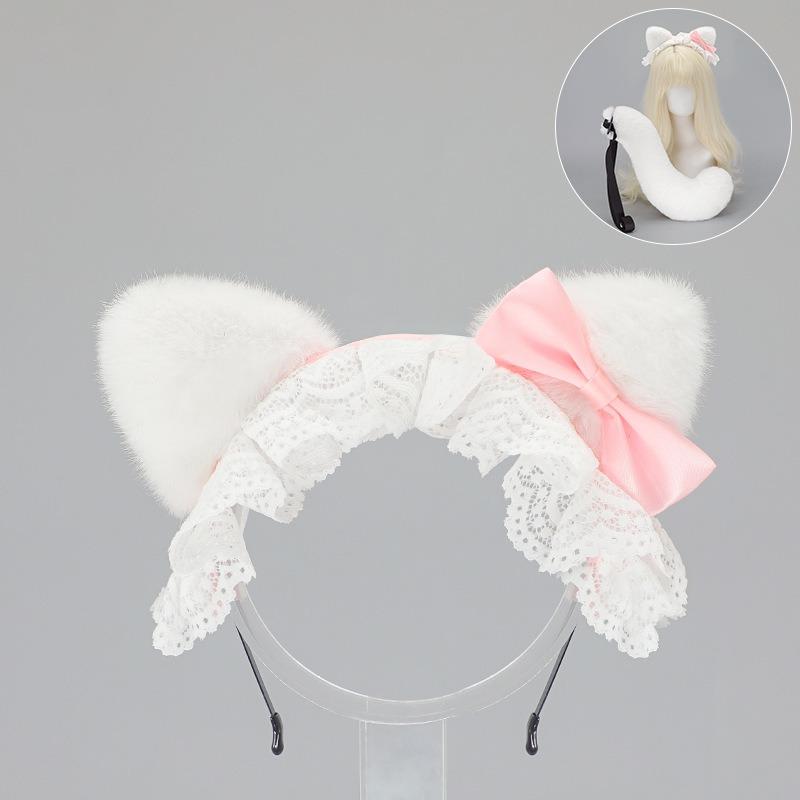 Handgemachtes Lolita Tierohr Mädchen Stirnband Comic-Con Eternal Walnut cos Requisiten Katzenohren Stirnband Katzenschwanz Set