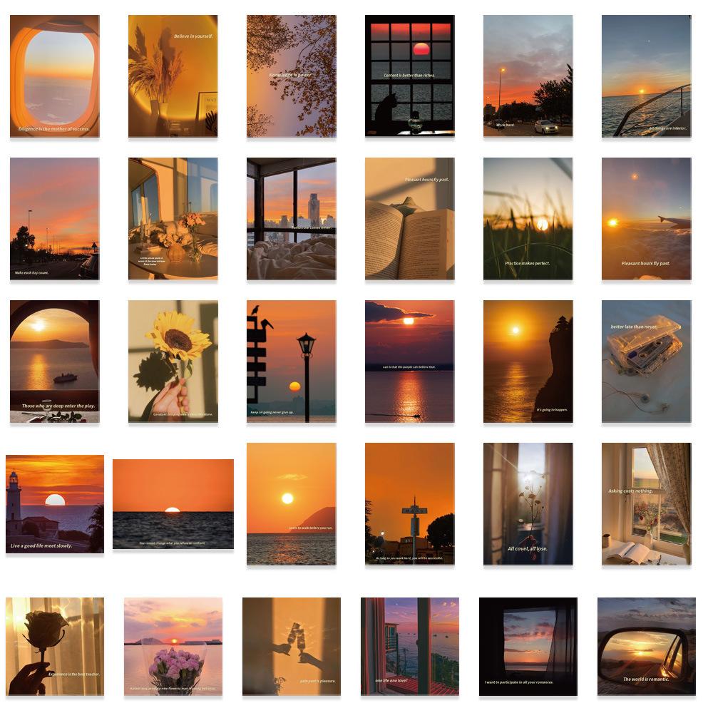 60Pcs Retro Sunset Waterproof Graffiti Sticker Aesthetic Decorative Luggage Laptop Phone Fridge Scrapbook Decals