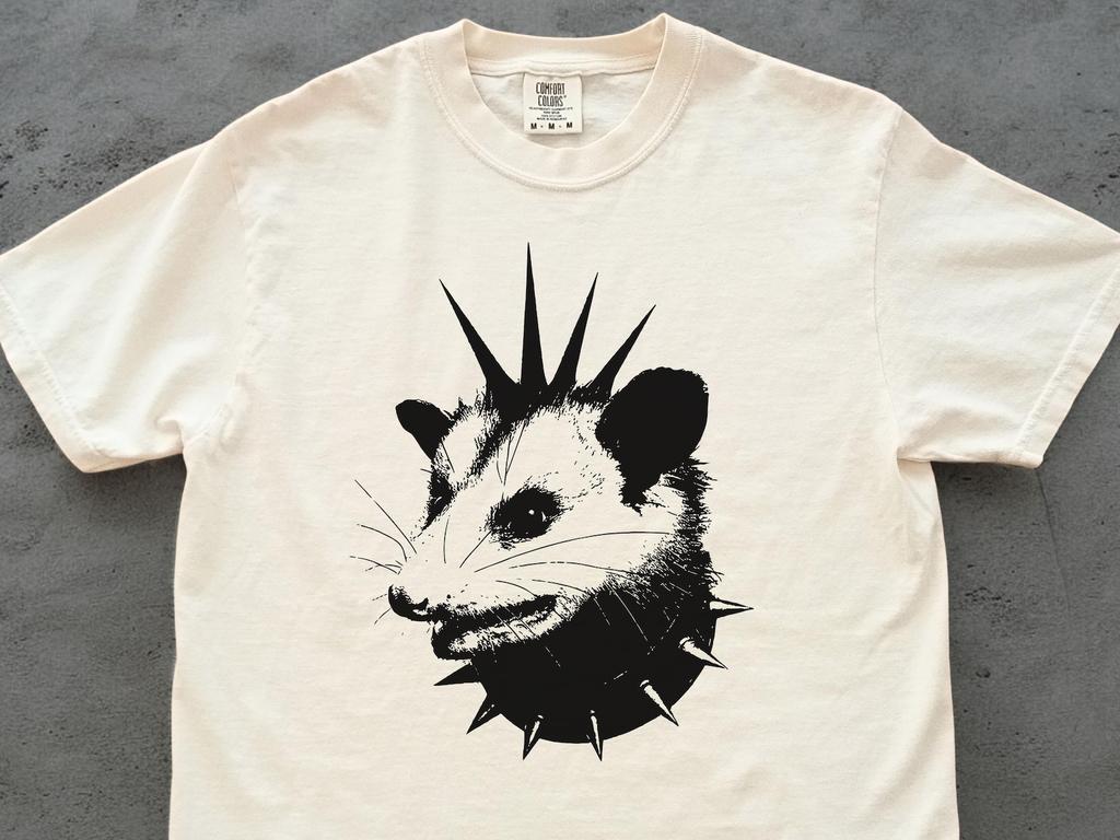 Punk Possum Comfort Colors® Tshirt, Retro Y2k Punker Possum Shirts, Rocker Shirts, Rock Gifts, Funny Unisex Graphic Shirts